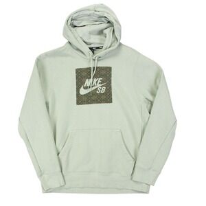 Nike‎ SB Mens M Mint Green Patterned Logo Pullover Hoodie Cotton Poly Blend